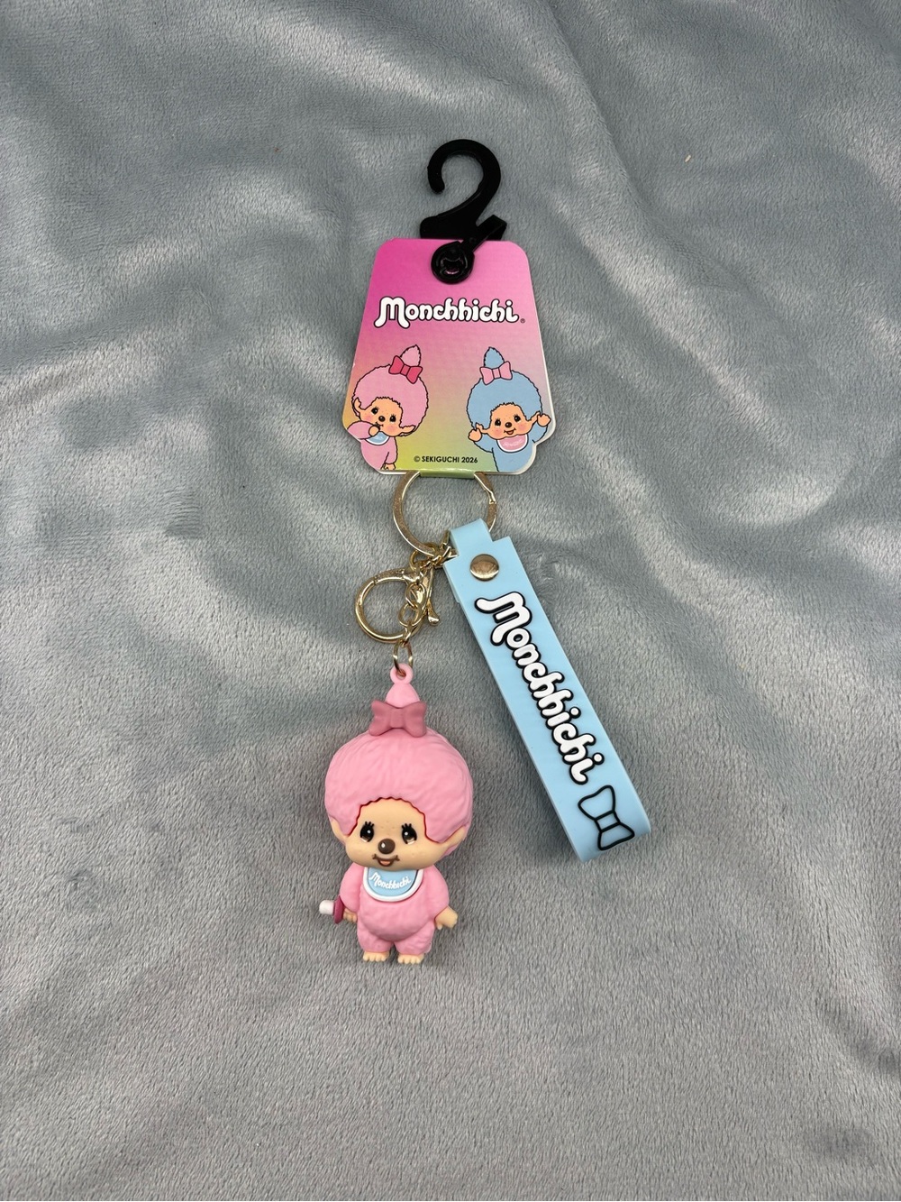Kids Pink Character Keychain with Blue Strap